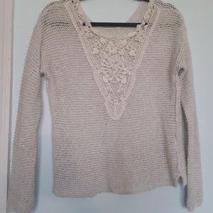 Knit Floral V Neck Sweater